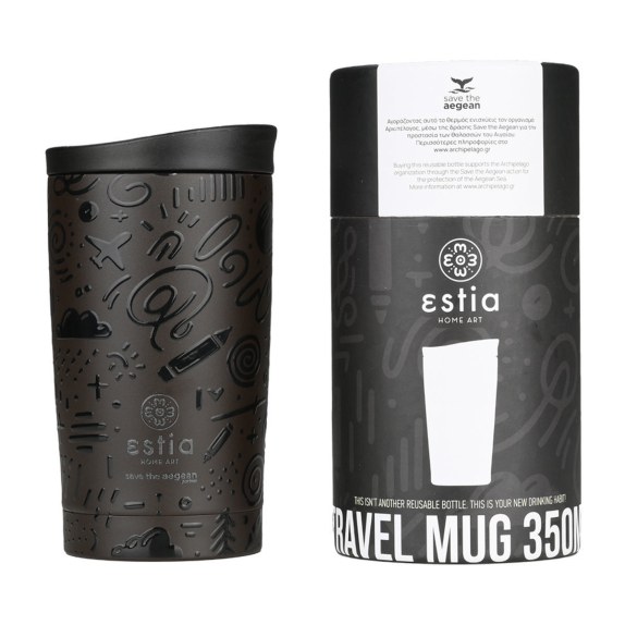 Estia Θερμός Travel Mug Save The Aegean 350Ml Noir Echo