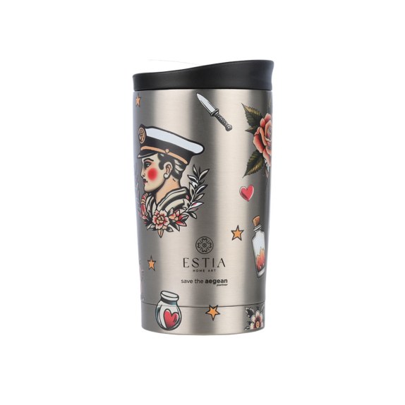 Estia Θερμός Travel Mug Save The Aegean 350Ml Old School Ink