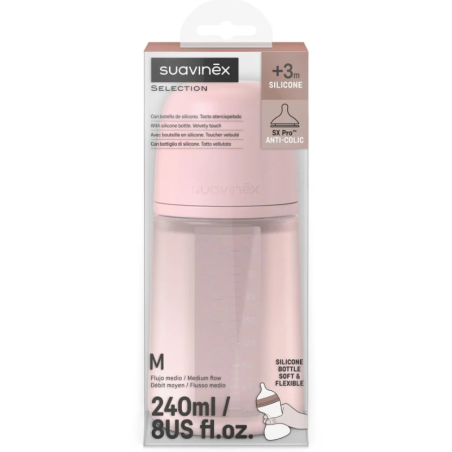 Μπιμπερό Σιλικόνης Suavinex Φυσιολογική Θηλή Sx Pro Rosewater +3m 240ml BR79794