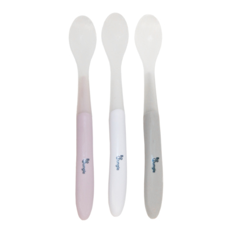 Σετ Βρεφικά Κουτάλια Σιλικόνης Bo Jungle 3 Τεμάχια Λευκό-Γκρι-Ροζ BJ-B571020