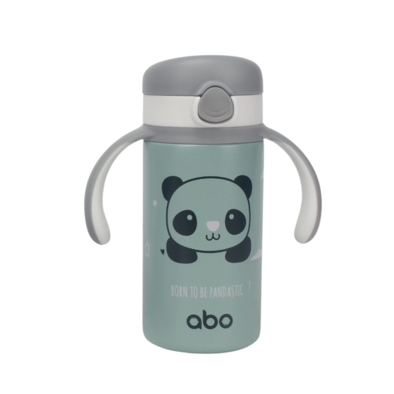 ABO Παγούρι Θερμός 280ml Με Χερούλι Και Καλαμάκι Born To Be Pandastic