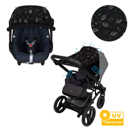 Ηλιοπροστασία Καροτσιού Dooky Upf50+ Romantic Leaves Black DK-126711