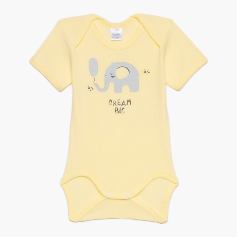 Κορμάκι Κοντό Μανίκι Pretty Baby Dream Big Ελεφαντάκι Κίτρινο