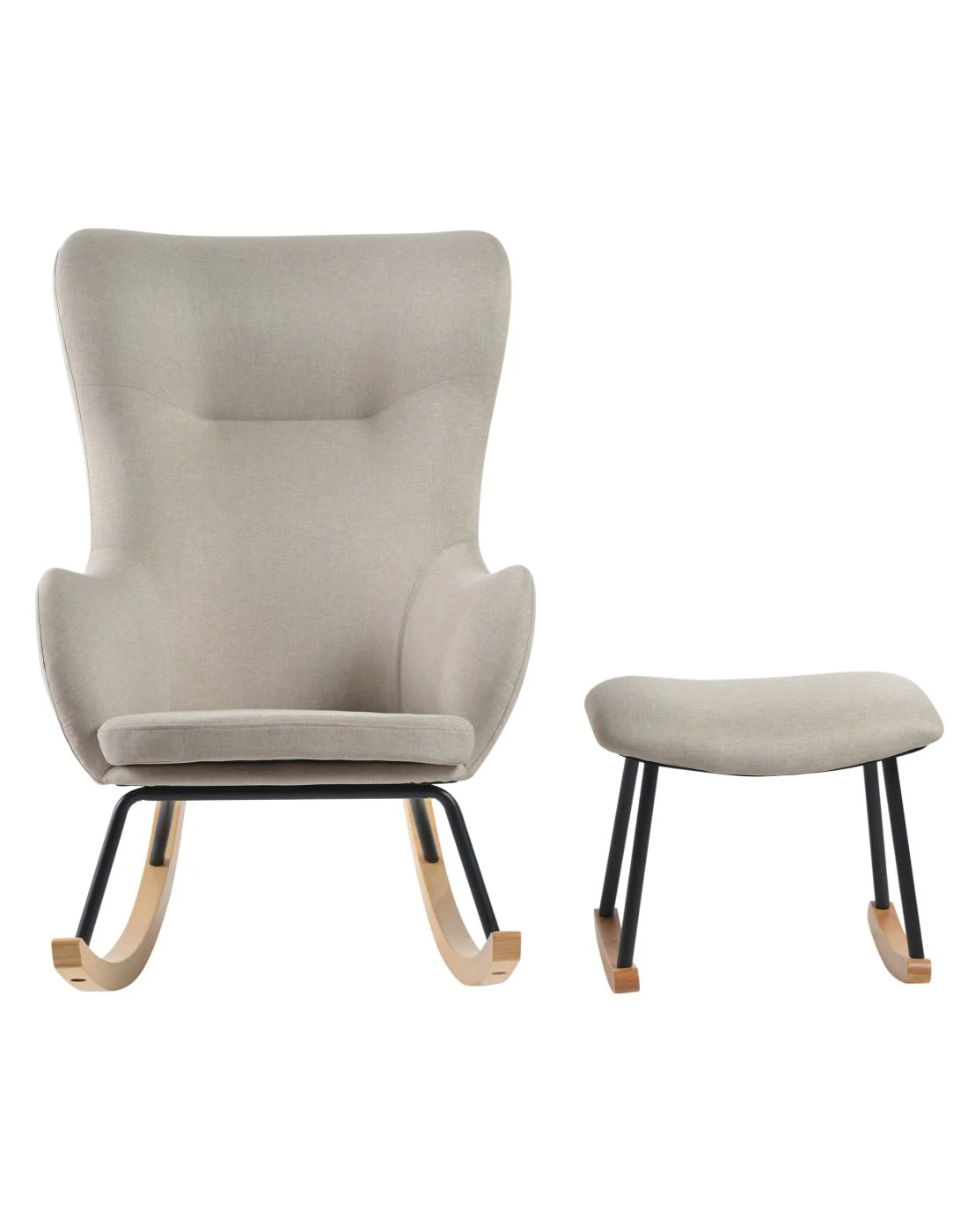 Baby Adventure Κουνιστή Πολυθρόνα Θηλασμού Baby Adventure Με Ύφασμα GreyBeige Μεταλ/Ξυλίνα Πόδια BR79239