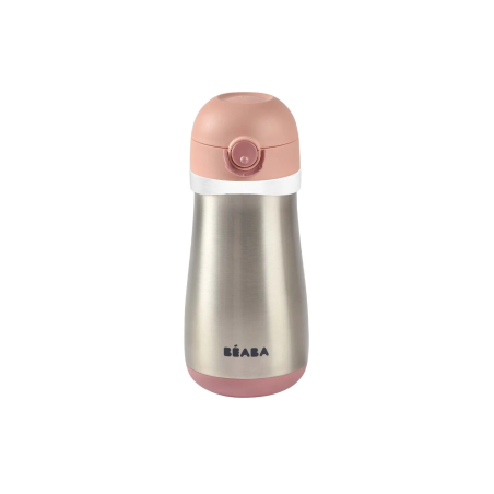 Μπουκάλι Θερμός Beaba Ανοξείδωτο Με Λαβή 350ml + 18μ Old pink BR79141