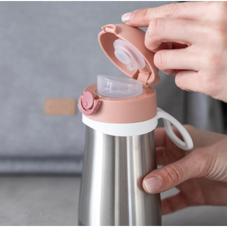 Μπουκάλι Θερμός Beaba Ανοξείδωτο Με Λαβή 350ml + 18μ Old pink BR79141