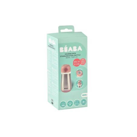 Μπουκάλι Θερμός Beaba Ανοξείδωτο Με Λαβή 350ml + 18μ Old pink BR79141