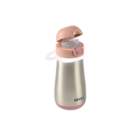 Μπουκάλι Θερμός Beaba Ανοξείδωτο Με Λαβή 350ml + 18μ Old pink BR79141