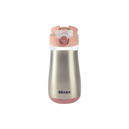 Μπουκάλι Θερμός Beaba Ανοξείδωτο Με Λαβή 350ml + 18μ Old pink BR79141