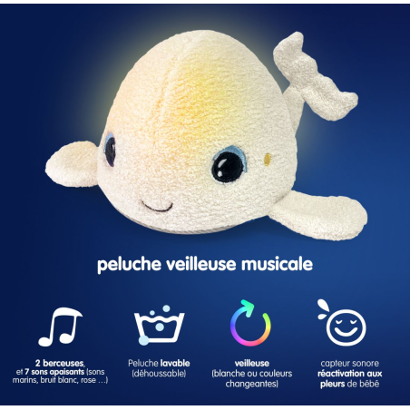 Φωτάκι Νυκτός Με Ήχους Pabobo Beluga Whale White BR77333