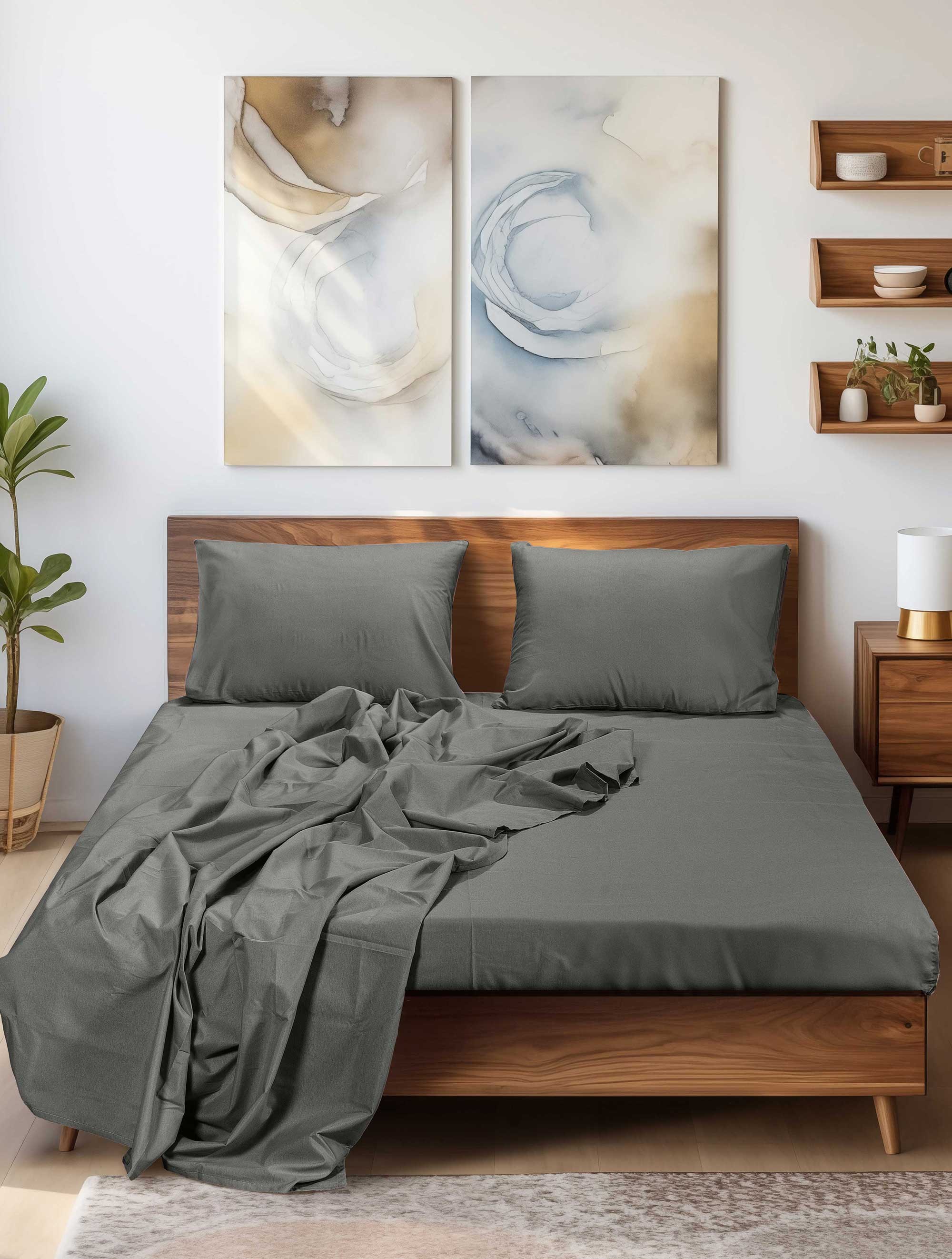 Σεντόνι Μονό με Λάστιχο Madi Sleek Grey Γκρι 100x200+35