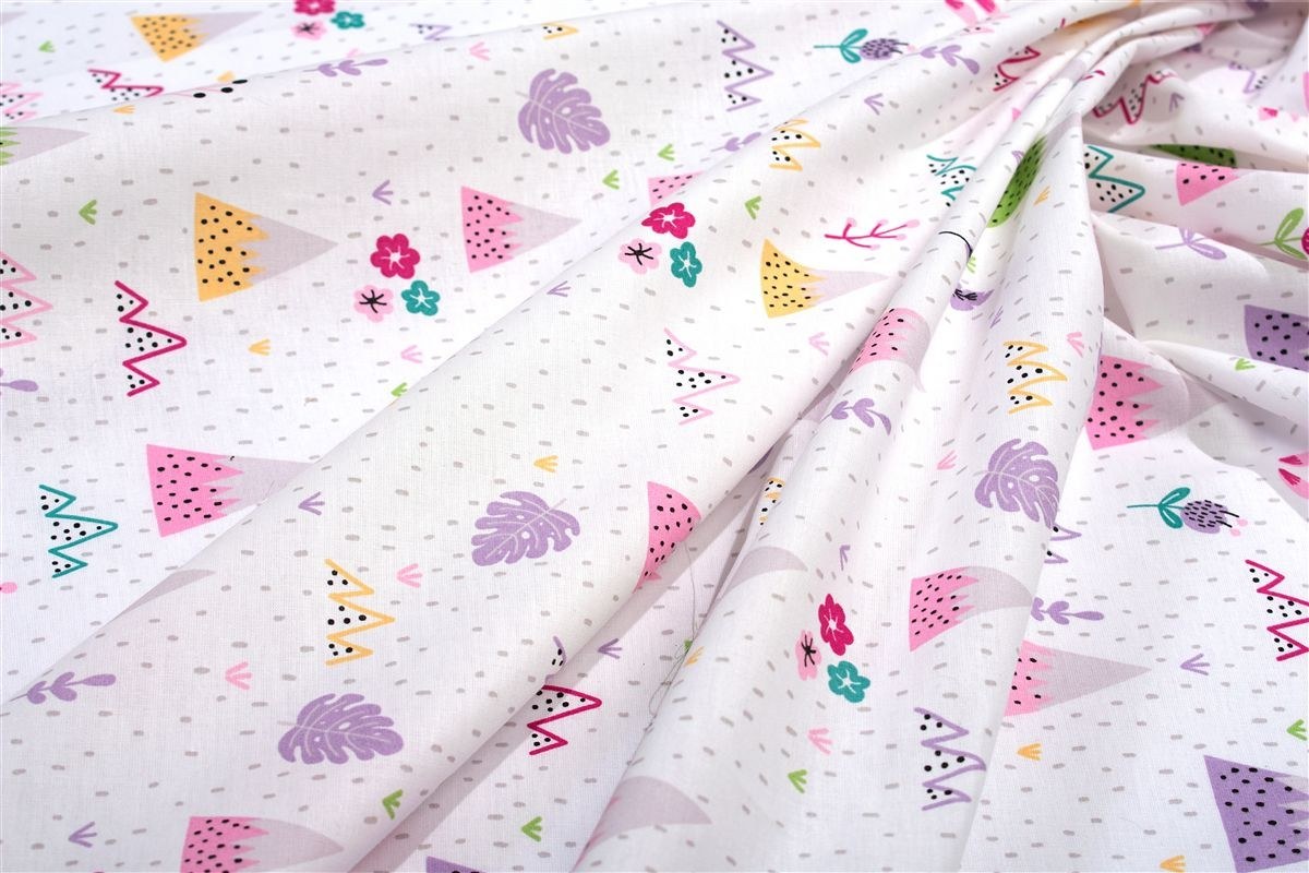 Σεντονάκι Λίκνου bebe Whimsical Mountainside 587 80x110 White-Pastel Lilac