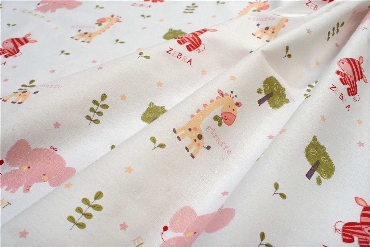 Σεντονάκι Λίκνου bebe Happy Safari 712 80x110 White-Pink