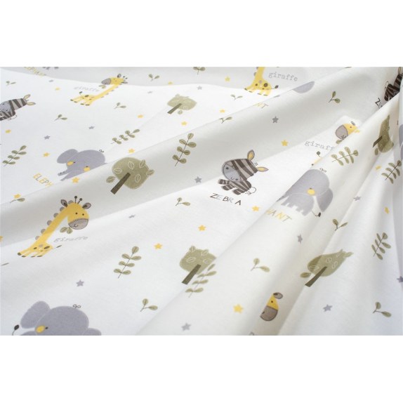 Σεντονάκι Λίκνου bebe Happy Safari 713 80X110 White-Grey...