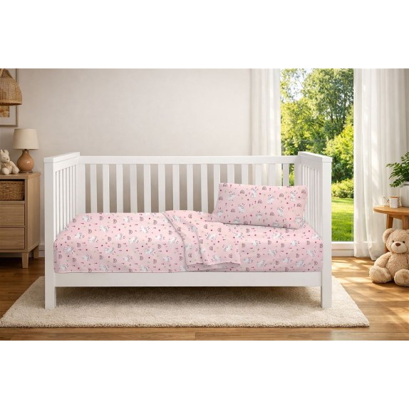 Σετ Σεντόνια Κούνιας 3 Τεμαχίων Dimcol Rabbit Garden 585...