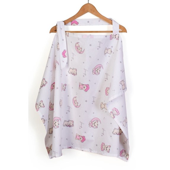 Ποδιά Θηλασμού Dimcol Bear's Nest 04 105x70 White-Pink-
