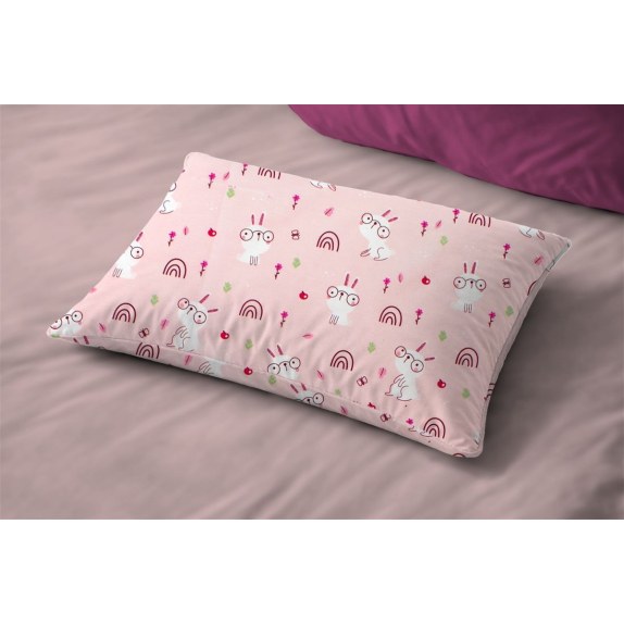 Παιδική Μαξιλαροθήκη Dimcol Rabbit Garden 585 50x70 Pink