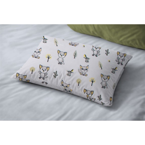 Παιδική Μαξιλαροθήκη Dimcol Baby Foxes 595 50x70 White-Grey
