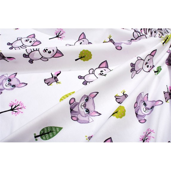 Σεντονάκι Λίκνου bebe Baby Foxes 594 80x110 White-Pastel...