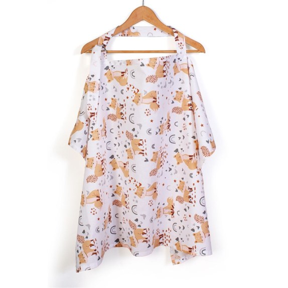 Ποδιά Θηλασμού Dimcol Cute Fox 02 105x70 White-Beige