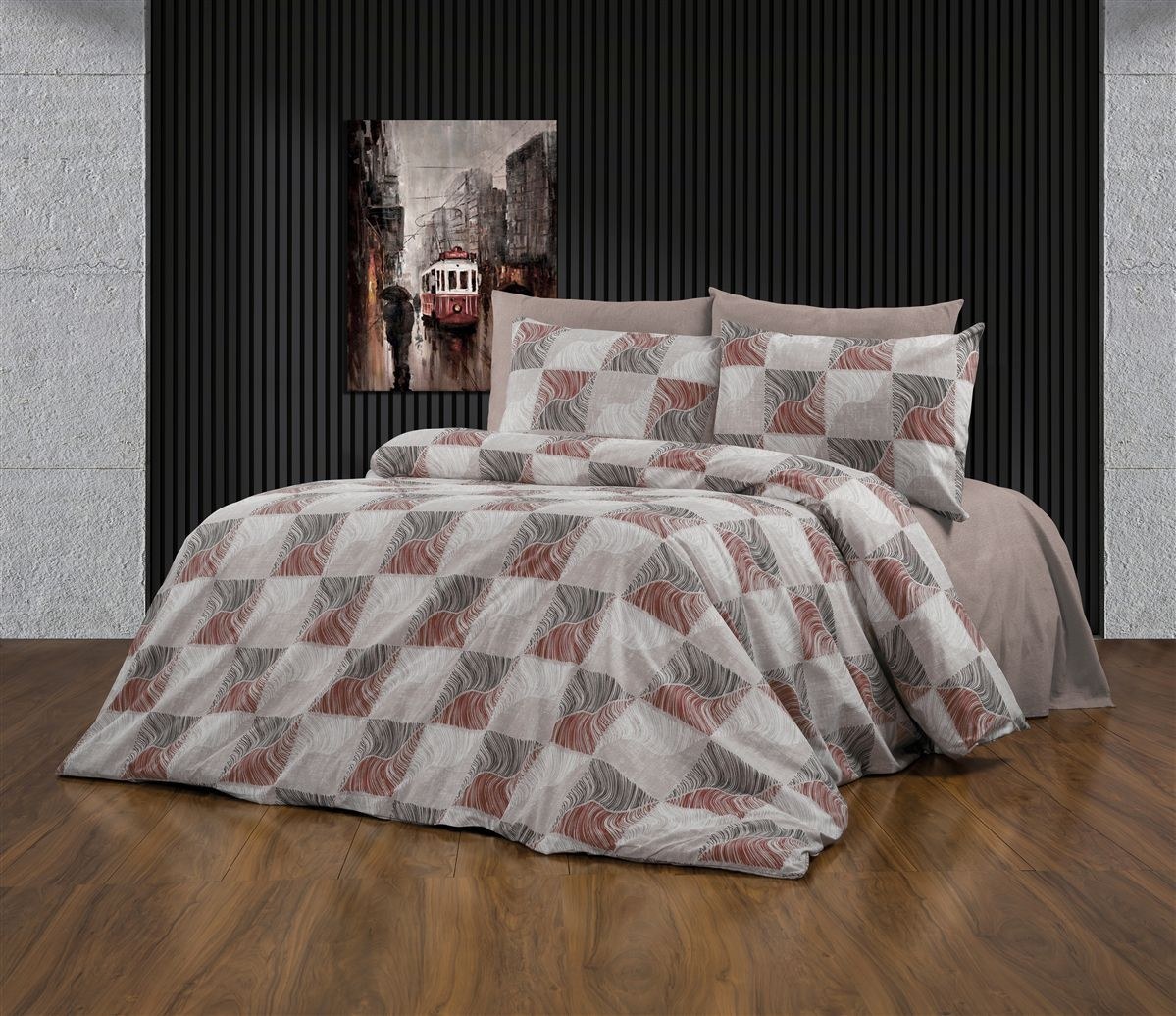Παπλωματοθήκη Εμπριμέ Κλεοπάτρα 611 220x240 Red-Black