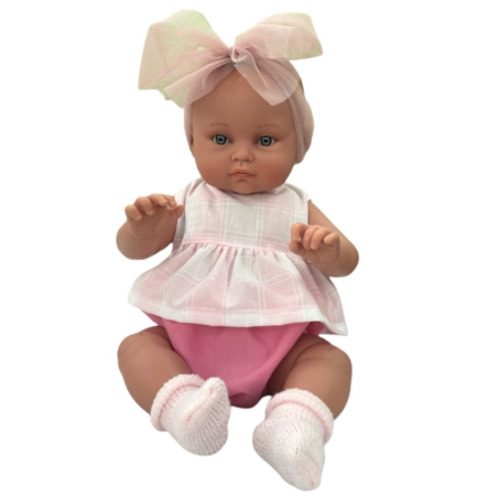 Κούκλα Magic Baby Alicia Με Φούξια-Λευκό Ρούχο Και Μεγάλο Φιόγκο 45εκ. MB46721