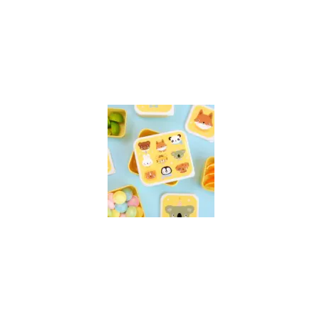 A little lovely company: Σετ 4 δοχεία φαγητού Lunch & Snack Box Animal Friends SBSEAF81