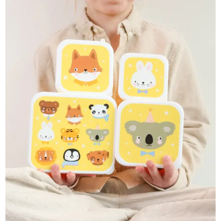 A little lovely company: Σετ 4 δοχεία φαγητού Lunch & Snack Box Animal Friends SBSEAF81
