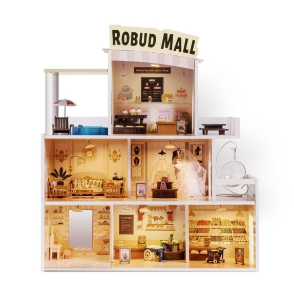 Ξύλινο κουκλόσπιτο με 6 δωμάτια- Shopping mall