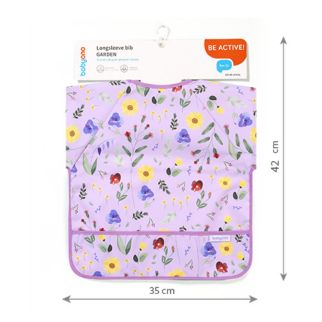 Αδιάβροχη σαλιάρα με μακρύ μανίκι BabyOno 6m+ - Garden BN1476/01