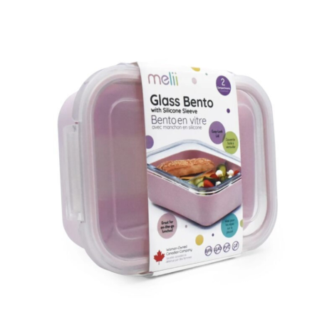 Glass Bento με θήκη σιλικόνης 740ml - pink Melii