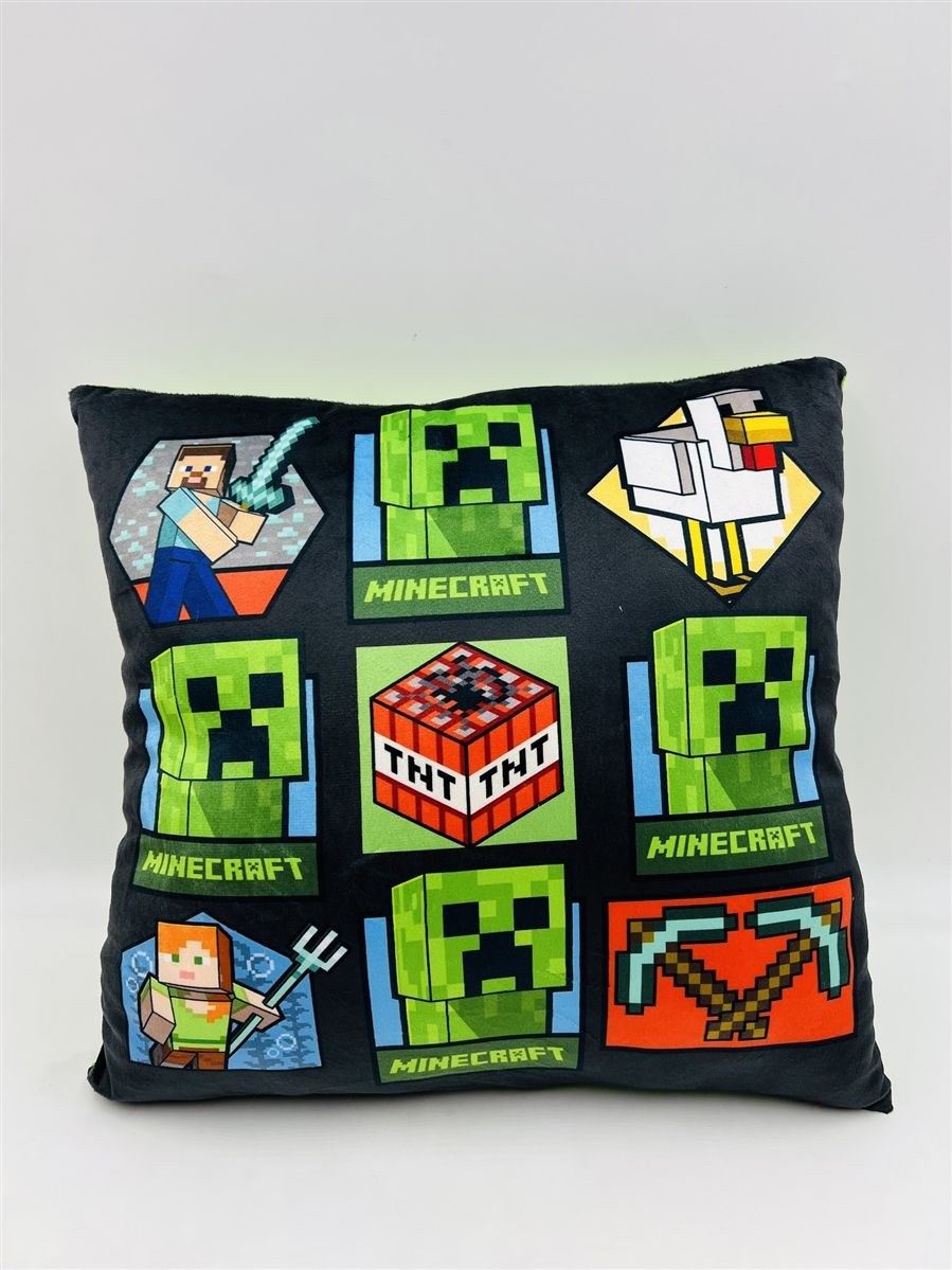Mojang Βελούδινο Μαξιλάρι Mojang Minecraft 607 38X38 Light Green-Black 100% Velboa