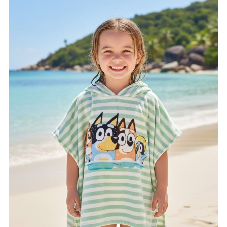 Παιδικό Πόντσο Θαλάσσης & Πισίνας Swim Essentials Με Κουκούλα Bluey 65Χ65 100% Βαμβάκι