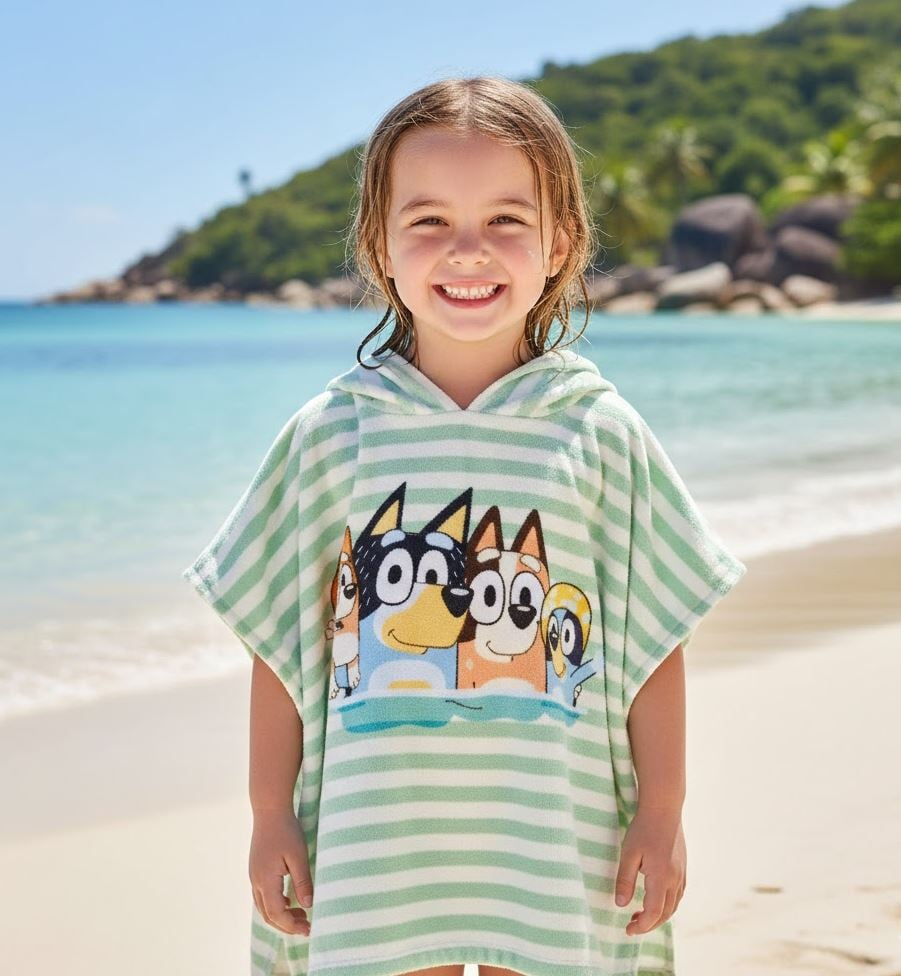 Παιδικό Πόντσο Θαλάσσης & Πισίνας Swim Essentials Με Κουκούλα Bluey 65Χ65 100% Βαμβάκι