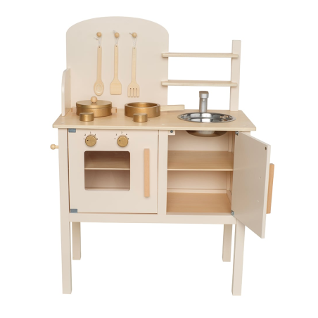 Ξύλινη Παιδική Κουζίνα Jabadabado Με Κατσαρολικά Cream JB-W7251