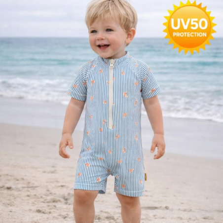 Ολόσωμο Μαγιό Σορτς Fresk Stripes & Crabs Με Προστασία UV50
