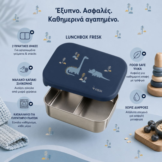 Δοχείο Φαγητού Fresk Με Καπάκι Σιλικόνης Dino...
