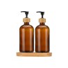 Estia Αντλίες Σαπουνιού Bamboo Essentials Γυάλινες 500Ml Σετ 3 Τεμ. Με Δίσκο Bamboo