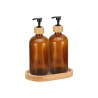 Estia Αντλίες Σαπουνιού Bamboo Essentials Γυάλινες 500Ml Σετ 3 Τεμ. Με Δίσκο Bamboo