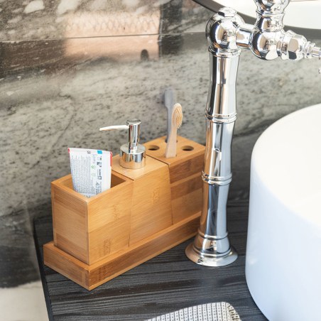 Estia Αξεσουάρ Μπάνιου Bamboo Essentials Με Δίσκο Σετ 3 Τεμ.