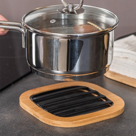 Estia Βάση Μαγειρικού Σκεύους Bamboo Essentials Μεταλλική 17X17X1Cm Μαύρο