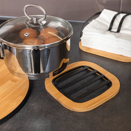 Estia Βάση Μαγειρικού Σκεύους Bamboo Essentials Μεταλλική 17X17X1Cm Μαύρο
