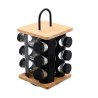 Estia Βάση Μπαχαρικών Bamboo Essentials Με 12 Γυάλινα Δοχεία Περιστρεφόμενη Μαύρη