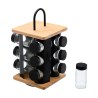 Estia Βάση Μπαχαρικών Bamboo Essentials Με 12 Γυάλινα Δοχεία Περιστρεφόμενη Μαύρη
