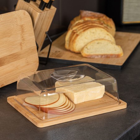 Estia Βάση Τυριών Bamboo Essentials Με Πλαστικό Καπάκι 24X18X7.5Cm