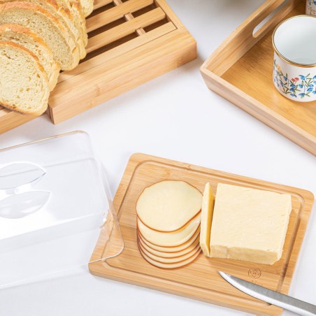Estia Βάση Τυριών Bamboo Essentials Με Πλαστικό Καπάκι 24X18X7.5Cm