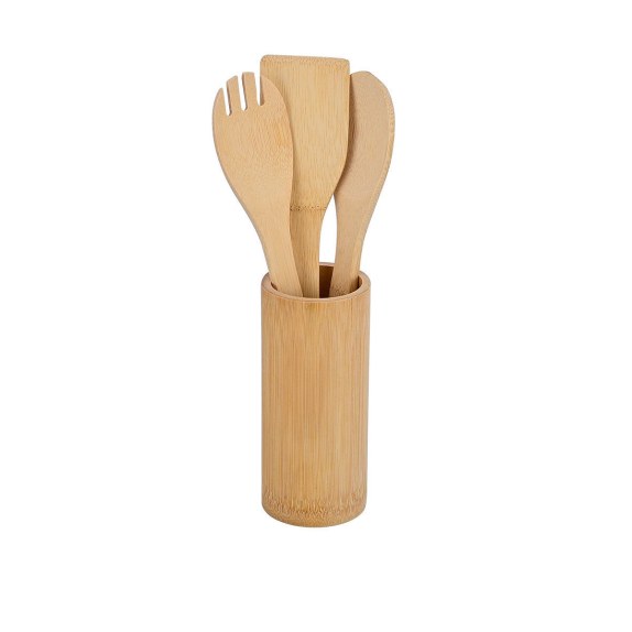 Εργαλεία Μαγειρικής Bamboo Με Θήκη 4 Τεμ.