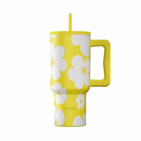 Estia Θερμός Straw Tumbler Xl Save The Aegean 900Ml Yellow Daisy