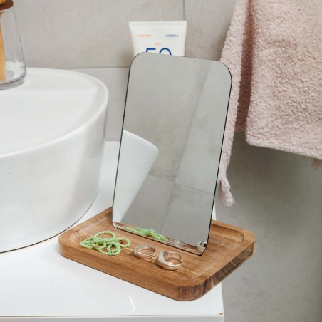 Estia Καθρέφτης Επιτραπέζιος Allure Με Ξύλινη Βάση 7.5X12.5X18Cm
