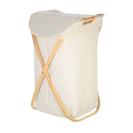 Estia Καλάθι Άπλυτων Bamboo Essentials 40X40X70Cm Με Θήκη Πολυεστέρα Πτυσσόμενο Μπεζ